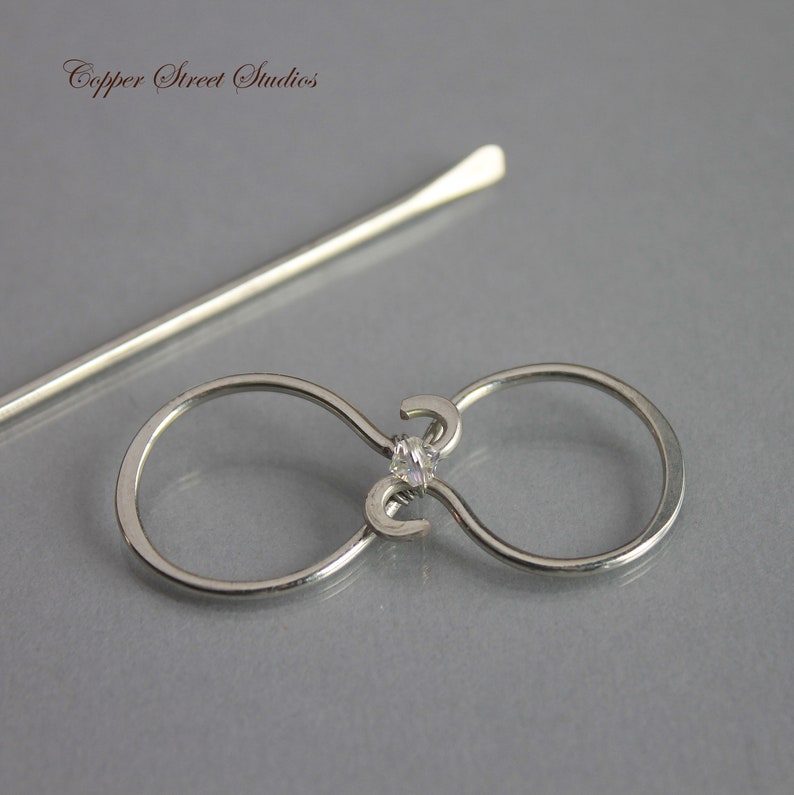 Tiny Copper or Silver Hair Barrette Hair Slide for Women Handmade with Copper Crystal Gift for Her Small Hair Clip for Thin or Fine Hair