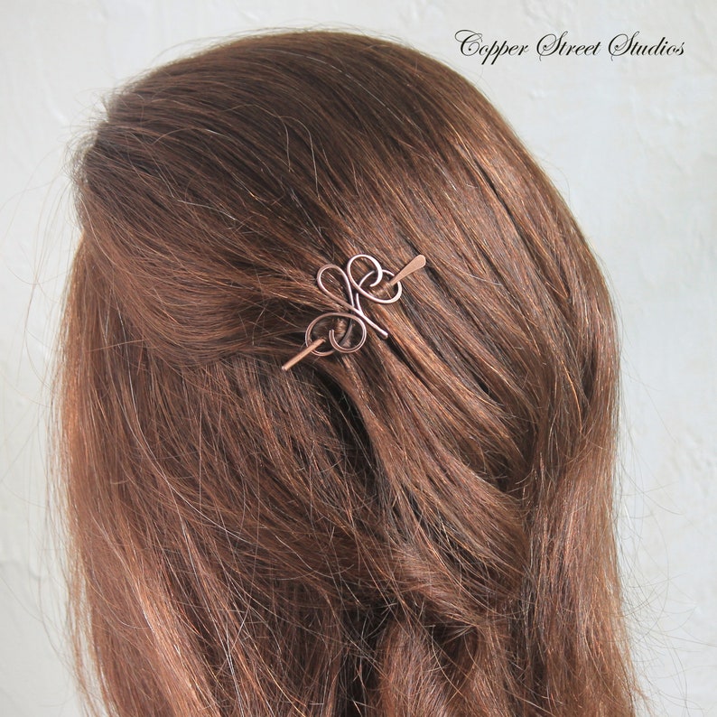 Tiny Hair Clip for Thin Hair With Swirls and Loops Copper or Etsy