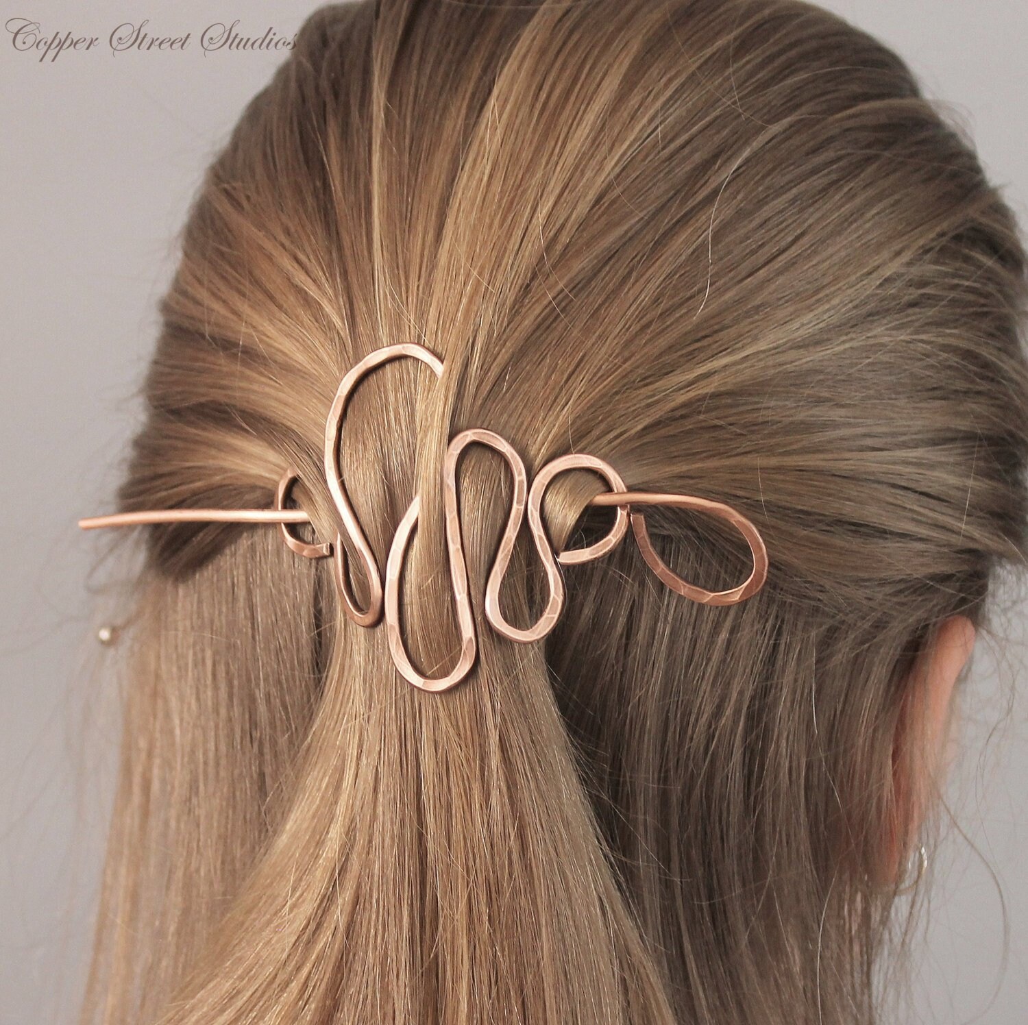 Copper Hair Stick Barrette Metal Hair Clips Women Hammered Etsy
