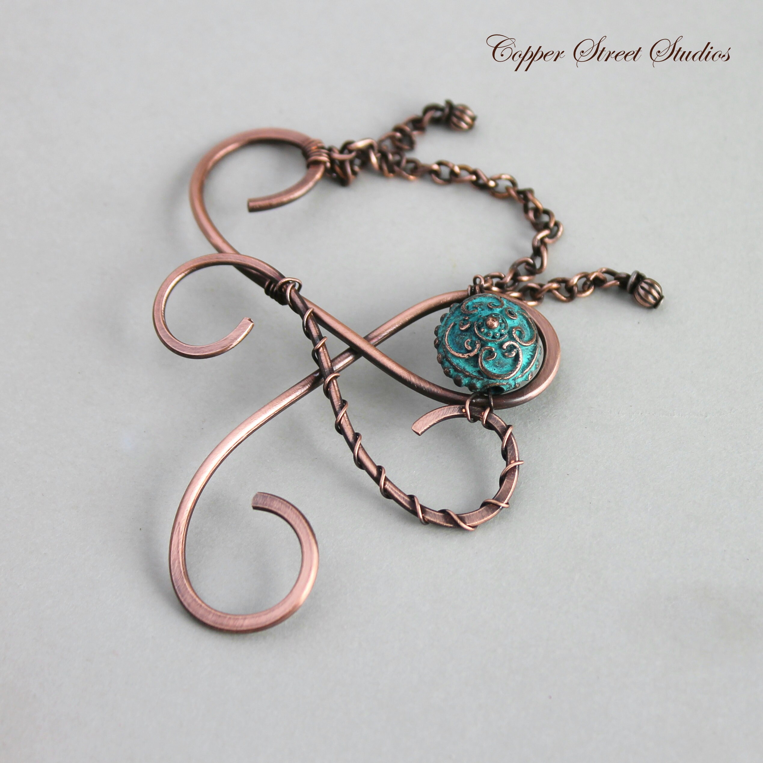 Medieval Hair Clip Handmade With Green Patina Etched Metal Etsy