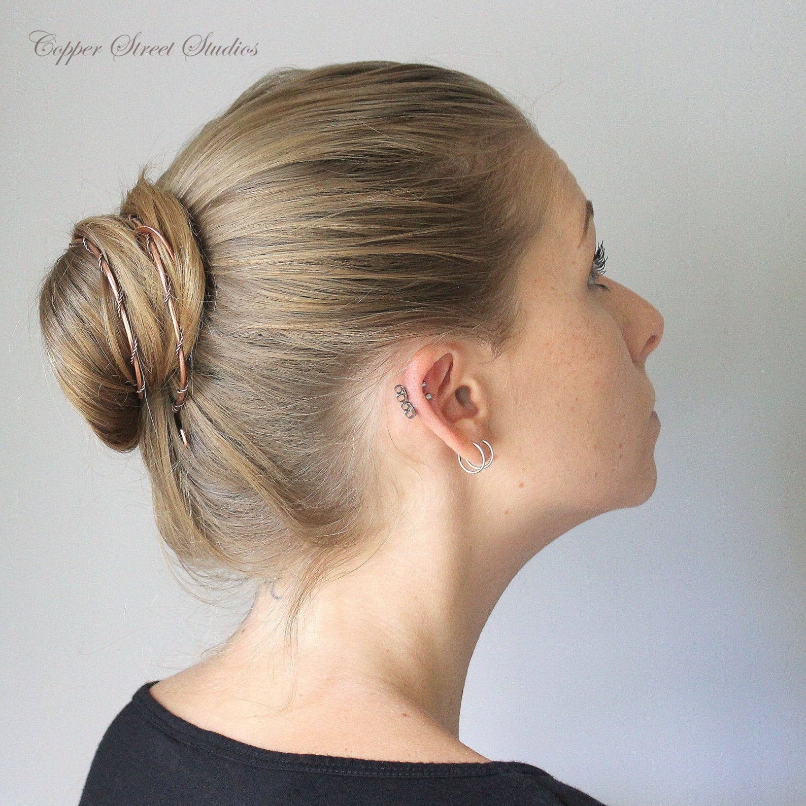Sophisticated Bun Cuff With Twisted Wire Copper Hair Cuff Etsy Canada