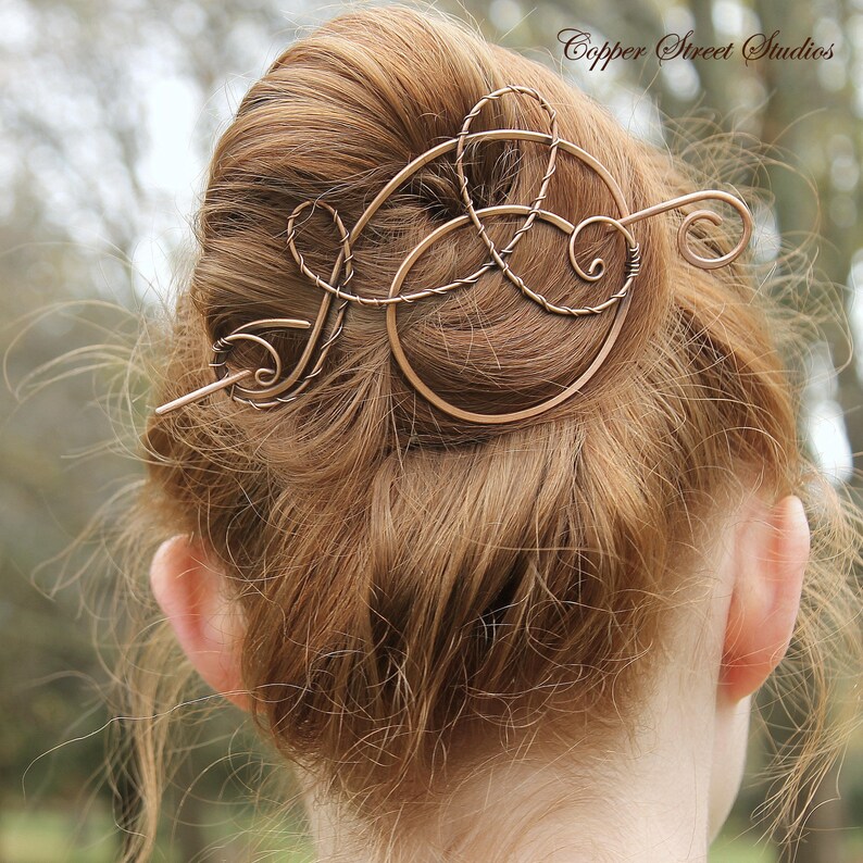 Large Hair Clip For Thick Hair Copper Wire Wrapped Swirls Etsy
