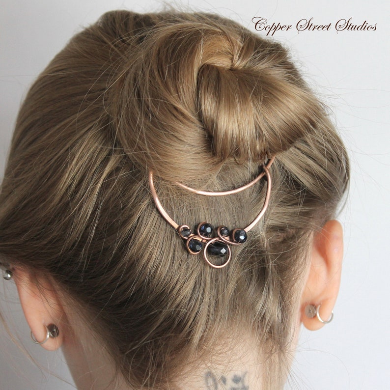 Copper Bun Holder or Bun Ring with Bead Choice of Metallic Etsy