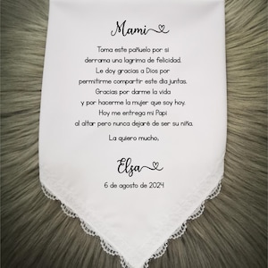 Casamento espanhol, lenço espanhol, Mama de la novia, presente para a mãe da noiva espanhol, lenço de lembrança de casamento, presente da filha, 1338