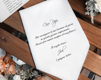 Father of the Groom Gift from Son | Italian Wedding Verse Handkerchief | Grazie per essere sempre al mio fianco | Personalized Keepsake,1469