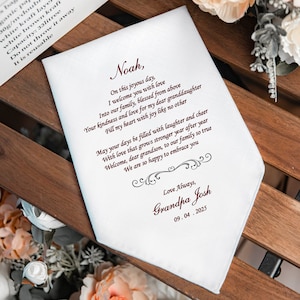 Personalized Wedding Handkerchief for Grandson-in-Law – A Warm Gift from Grandparents-in-Law, HY1403