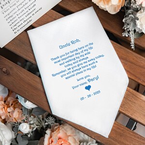 Pañuelo personalizado para tío, regalo de sobrina, recuerdo de boda para novia, pañuelo de boda personalizado con poema emotivo, HY1238