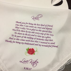 Bridesmaid Wedding Handkerchief - Personalized Handkerchief ,Thanks for Being My Bridesmaid- HY1200