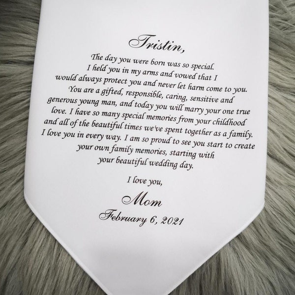 Groom Handkerchief -Son Wedding Gift from Mom- I am so proud to see you start to create your own family memories, HY1256L