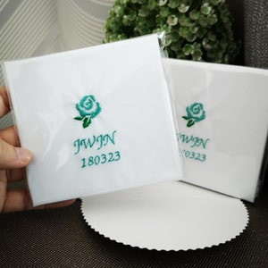Set of 2 For Happy Tears Handkerchiefs, Custom Name Embroidered Hankies, Wedding Keepsake gift from friends, Gift for Couples Wedding, 1006