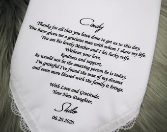 Mother In Law Wedding Handkerchief Gift from Daughter in Law, Thoughtful Wedding Day Handkerchief Gifts For My Future mother in law .1002D