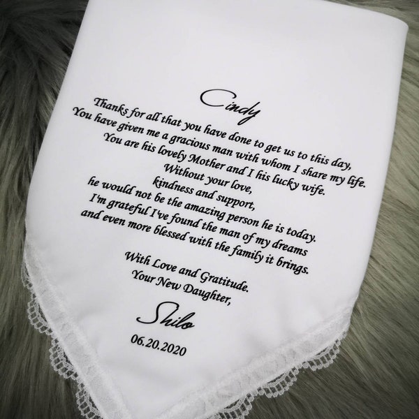 Hochzeitsgeschenk für die Schwiegermutter als Taschentuch von der Schwiegertochter, aufmerksames Taschentuch zum Hochzeitstag als Geschenk für meine zukünftige Schwiegermutter .1002D