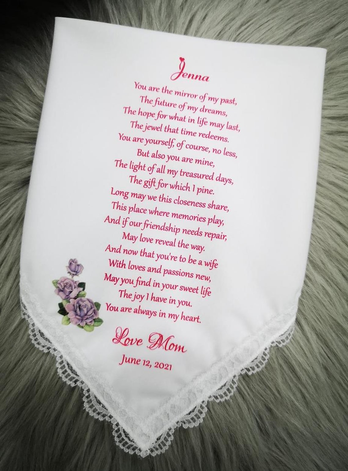 Daughter Wedding Handkerchief From Mother Of Bride From