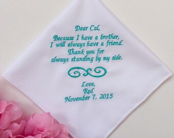 Gift for Brother, Embroidered Handkerchief for My Brother On My Wedding Day, Brother of the bride gift for wedding.