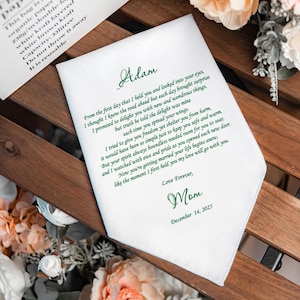 Groom gift from Mom, Son Handkerchief on his wedding day- Getting married, Men gift, Premium handkerchief, Free custom message, HY1438