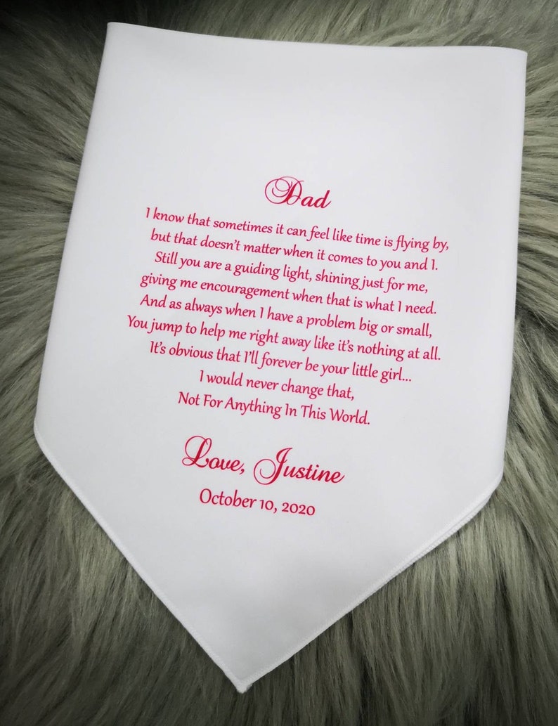 Gift for Dad from Daughter, Custom Handkerchief, Father's Day Gift, Birthday Gift, Christmas Gift, gift idea for special occasion, 1004 image 1