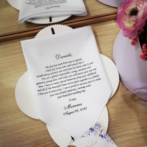 Groom Handkerchief -Son Wedding Gift from Mom- I am so proud to see you start to create your own family memories, HY1256L