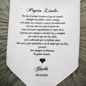 Father of the Bride Hanky, Spanish Verse Handkerchief for wedding, For Father gift from Daughter, Spanish Décor wedding gift Hankie, 1222C