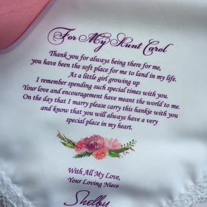 Niece to Aunt Hankie, Custom Aunt Hankie, Aunt Wedding Gift, Say It Your Way, HY1235