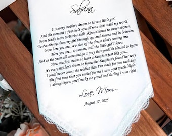 To my daughter on her wedding day Handkerchief, Personalized Gift from Mom, HY1474