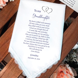 À ma petite-fille le jour de son mariage Mouchoir de grand-mère, grand-mère, grand-mère, grand-mère, nounou , HY1180B