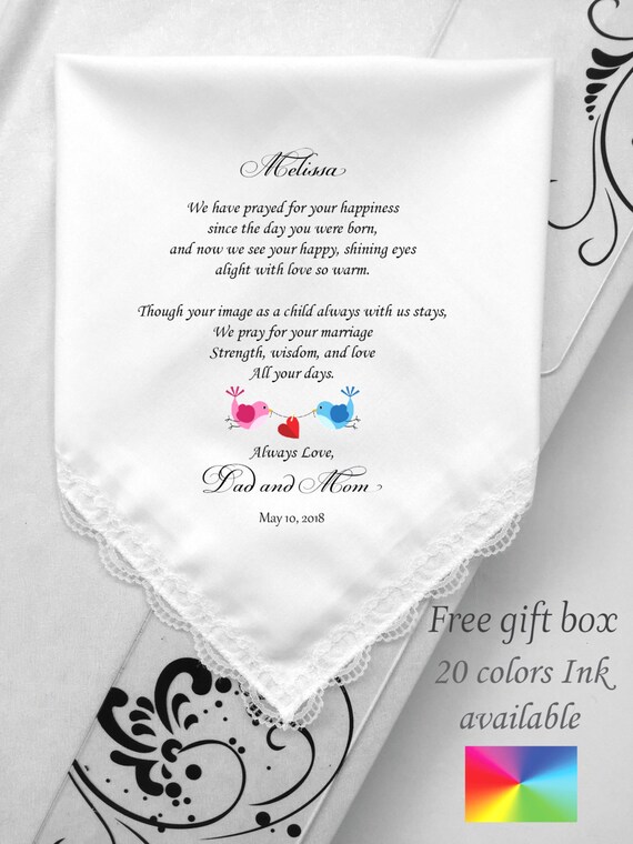 Best Daughter Wedding Poem Handkerchief From Mom And Dad From Etsy