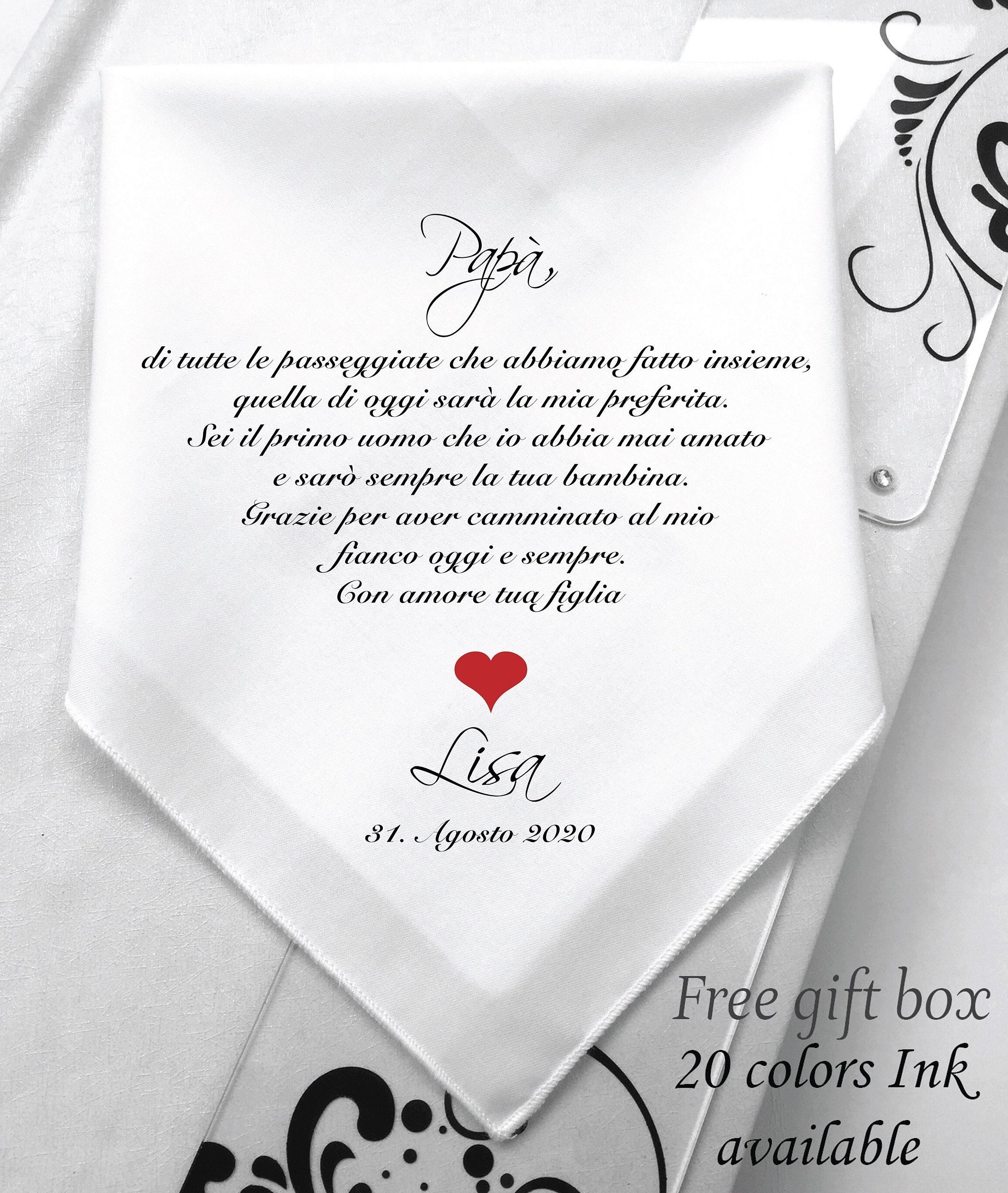Italian Verses Papà Regalo Di Nozze Fazzoletto Personalized Printed Wedding Handkerchief Gifts Free Gift Boxhy1247 - 