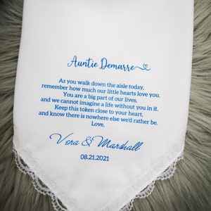 Pañuelo para nuestra tía de sobrina y sobrino, regalo personalizado para el día de la boda de la tía, mantenga este obsequio cerca de su corazón - HY1270