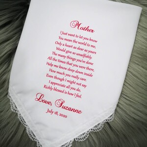 Mother handkerchief for Birthday Gift - Name Custom Handkerchief for Mom from Daughter,Birthday Gift, Christmas Gift ,Mother&#39;s day Gift 1309