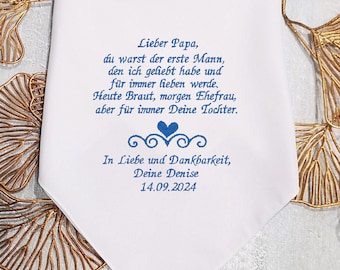 Papa Handkerchief, Personalized Embroidered hankie for father of the bride, gift from daughter-1339