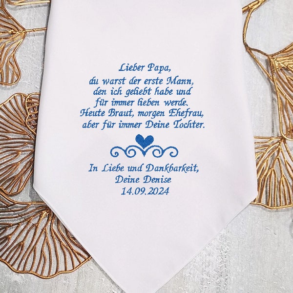 Papa Handkerchief, Personalized Embroidered hankie for father of the bride, gift from daughter-1339