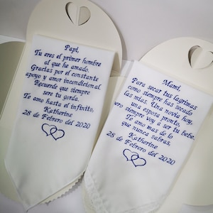 Personalisiertes Einstecktuch für die Eltern, Geschenk von der Braut, spanische Hochzeit, Mutter der Braut, Vater der Braut, 1229B