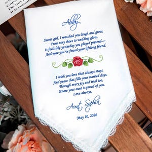 Bride Gift, To My Sweet Niece on Your Wedding Day Handkerchief,Personalized Wedding Gift from Aunt to Bride,Wedding Gift Handkerchief,HY1467