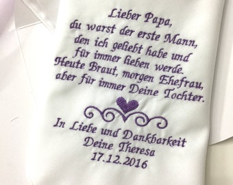 German Version Papa Wedding Handkerchief -Father Of Bride-Vater der Braut Hochzeit Taschentuch- Embroidered-Free Gift Box/1339