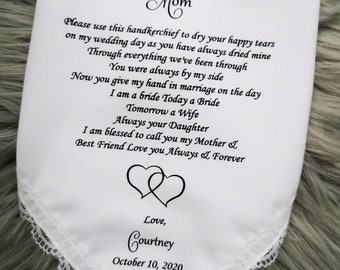 Mother Of The Bride Wedding Handkerchief from Bride, Use this handkerchief to dry your happy tears  on my wedding day-1112