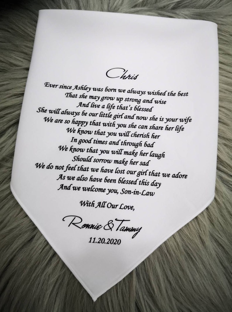 Gifts For Future SonInLaw On Wedding DayPRINTED HANKYGifts Etsy