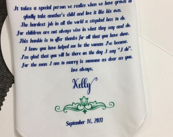 Stepfather Of the Bride Printed Wedding Handkerchief-Wedding Gift for Stepdad on my wedding day - HY1197