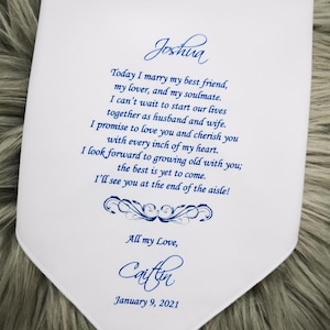 Groom wedding gift from Bride, Groom Wedding Handkerchief Gift- I look forward to growing old with you-Wedding Handkerchief for Husband-1199