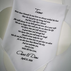 Schwiegersohn Geschenk, Schwiegersohn Taschentuch, Geschenk für Schwiegersohn, Schwiegersohn Hochzeitsgeschenk, Zubehör Hochzeit Taschentuch für Bräutigam, HY1091E