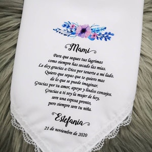 Pañuelo español para madre de la novia-Pañuelo personalizado para mamá-Regalos de boda para padres-1281C