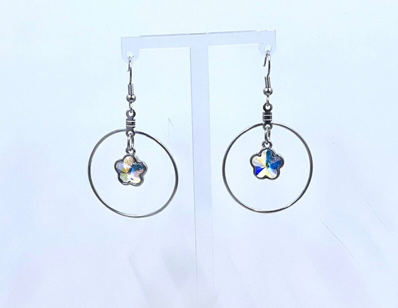 ER269 Crystal flower earrings