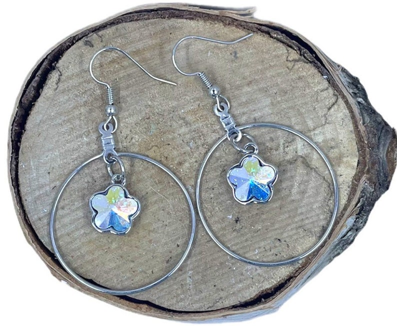 ER269 Crystal flower earrings