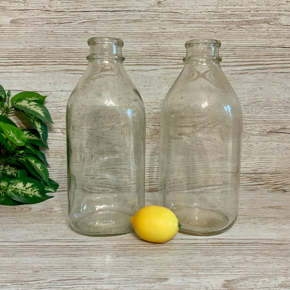 Set of 2 Vintage Glass Dairy Milk Jug Half Gallon Retro Etsy