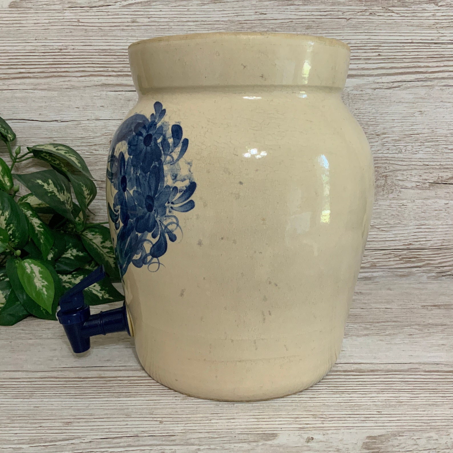 Vintage Crock Beverage Dispenser 2 Gallon With Spigot and Lid Etsy