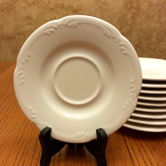 Vintage Pfaltzgraff Filigree Pattern White Stoneware Saucer Etsy