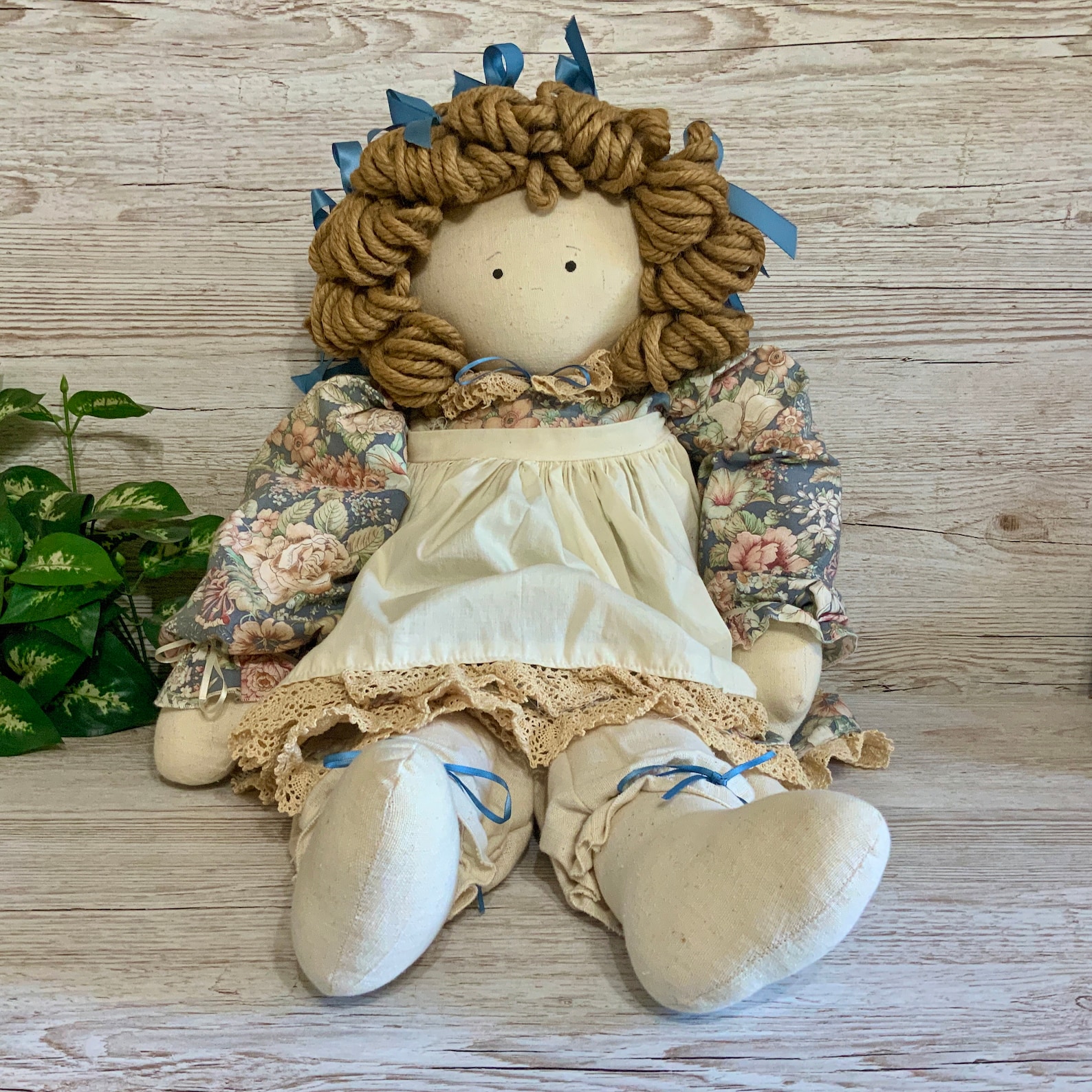 Vintage Handmade Rag Doll XL 31 Life Size Blue Etsy