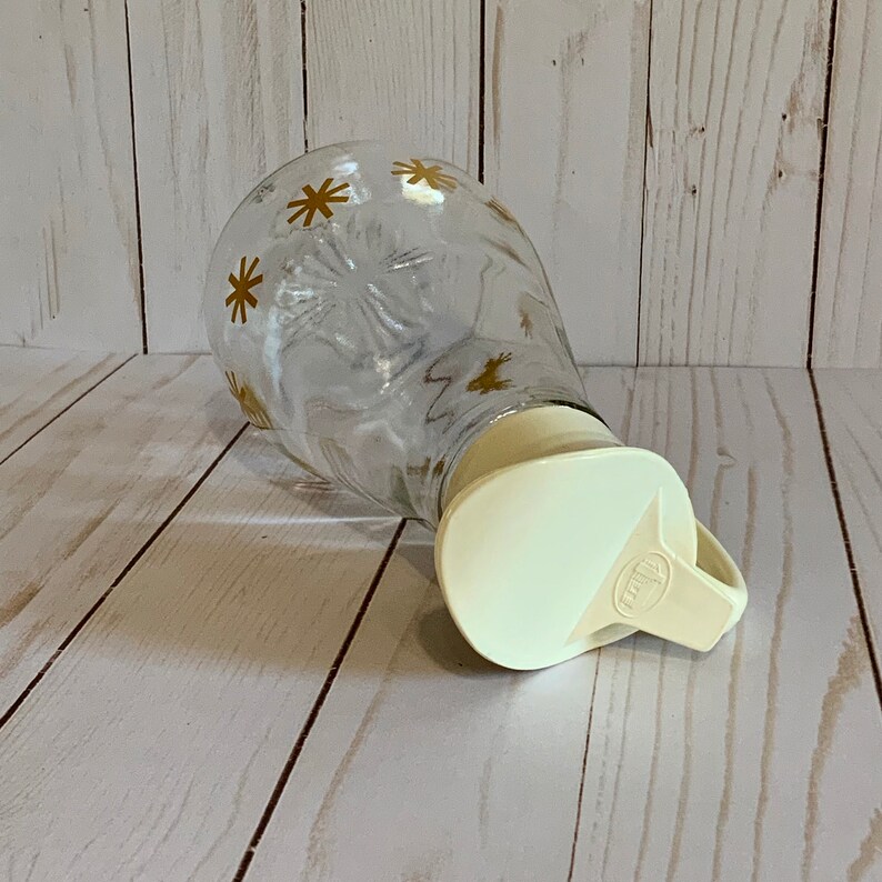 Atomic Gold Starburst Log Cabin Syrup Promo Item Flip Top Lid Vintage Log Cabin Syrup Carafe Dispenser Retro Mid Century Carafe