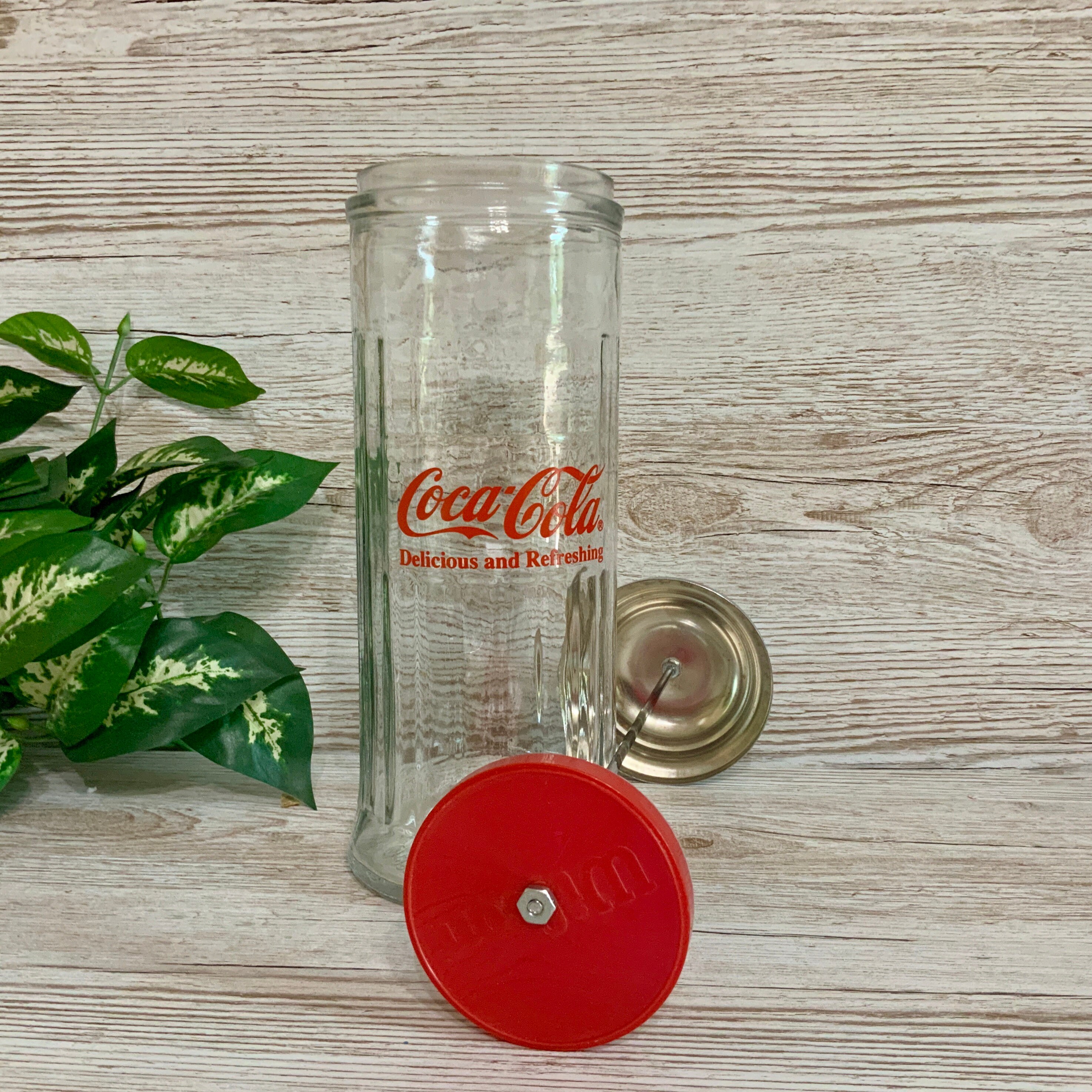 Vintage Coca Cola 1992 Glass Soda Straw Dispenser Diner Etsy