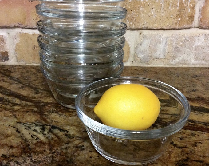 Vintage Anchor Hocking Clear Glass 6 Oz Custard Cups Glass Bowls Prep