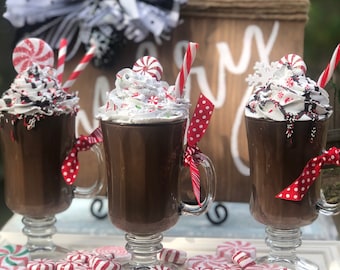 Fake Hot Chocolate Latte: Peppermint Candy Tiered Tray Decor